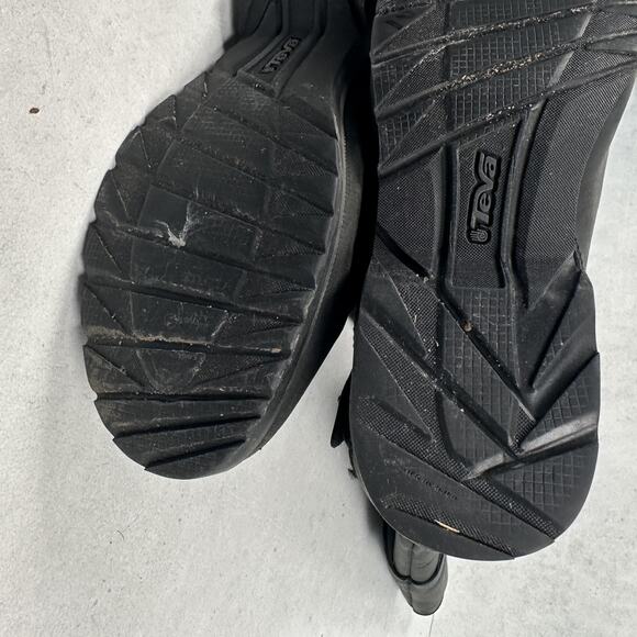 Teva Boots Womens 8 Black Waterproof Leather Tall Side Zip Buckle De La Vina - Picture 7 of 12